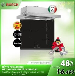 COMBO 31: bếp từ Bosch PID675DC1E + hút mùi treo tường DWB077A50