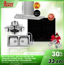 COMBO 18: Bếp từ Teka IZF 6424 + hút mùi DSJ 750 + chậu Classic 2B 86 + vòi ARES + bộ nồi MC1702 Harmony