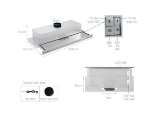 Cấu tạo máy hút khử mùi âm tủ dạng kéo Hafele HH TI90D 539.81.085