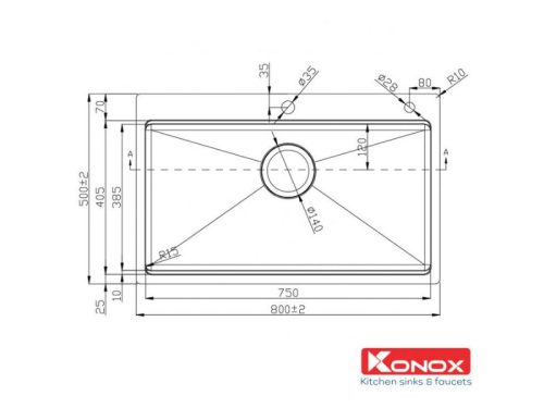 Chậu rửa bát Konox Workstation Sink – Topmount Sink KN8050TS 3 THiết kế của Chậu rửa bát Workstation - Topmount Sink KN8050TS