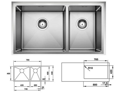 Chậu rửa bát inox Hafele Quatrus R15 435/285-IU 570.27.179
