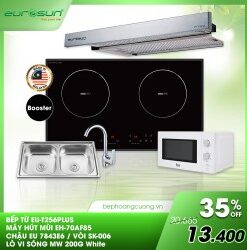 COMBO 26: Bếp từ Eurosun EU-T256PLUS + chậu EU-7843E6 + vòi S-K006 + hút EH-70AF85 + lò vi sóng Teka MW 200G White