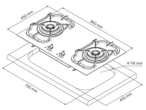 Bếp ga đôi Dudoff London Gaia 02Z2 (G02-Z2) 1 dudoff london gaia 02z2 1