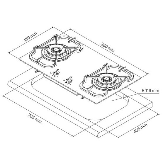hình kỹ thuật bếp gas dudoff london gaia 02z2 1