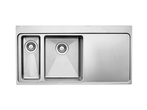 Chậu rửa bát đôi Dudoff SPOT MM2L (Thớt gỗ+rổ inox)