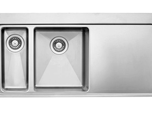 Chậu rửa bát đôi Dudoff SPOT MM2L (Thớt gỗ+rổ inox+khay cuộn)