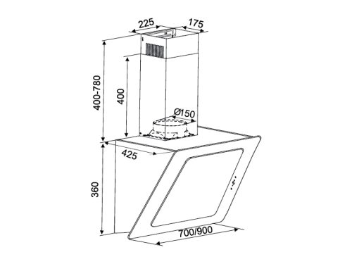 Máy hút khử mùi áp tường Kocher K-2080V 90cm 2 kocher k 2080v 90cm 1