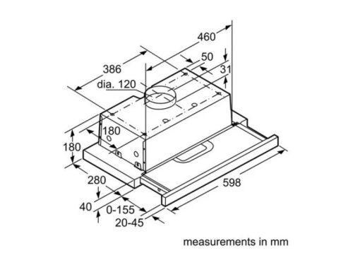 kích thước của Máy hút mùi Bosch DHI623GSG 539.86.052