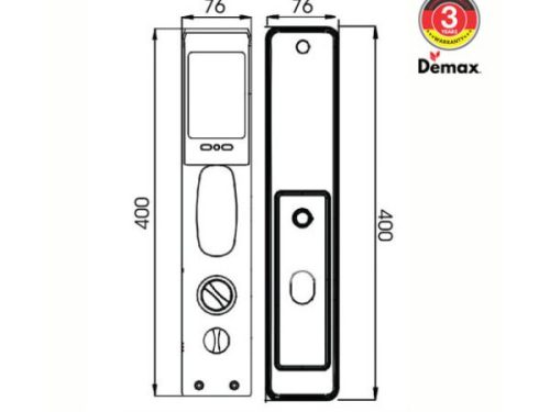 Khóa cửa điện tử Demax SL866 BN 1 Kích thước của Khóa cửa điện tử Demax SL866 BN