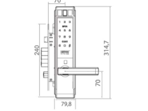 Kích thước của Khóa điện tử thông minh Giovani GSL-K66FG