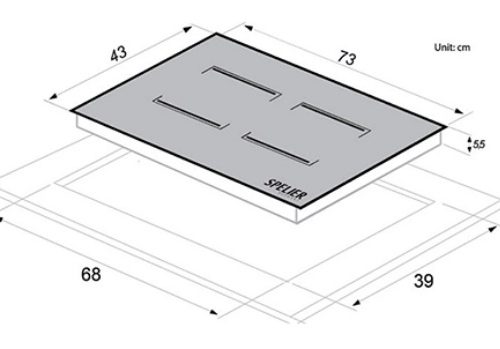 kích thước của bếp từ đôi Spelier SPE-IC928 Plus