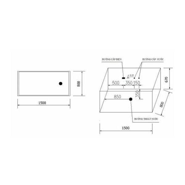 Kích thước của Bồn tắm Massage Govern K-1511 Kích thước của Bồn tắm Massage Govern K-1511