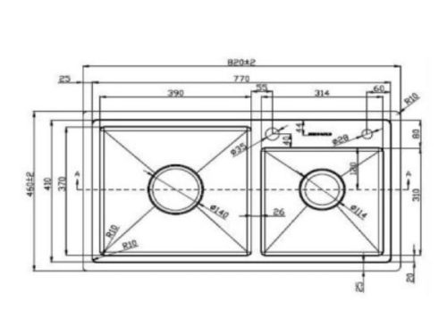 Kích thước của Chậu rửa chén bát Eurogold EUP18248