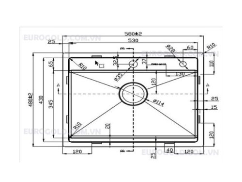 Kích thước của Chậu rửa chén bát Eurogold EUS55848