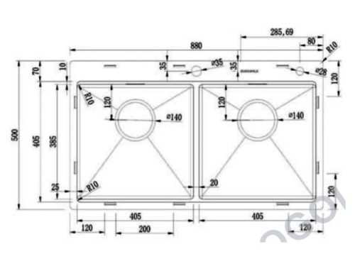 Kích thước của Chậu rửa chén bát Eurogold EUS88850