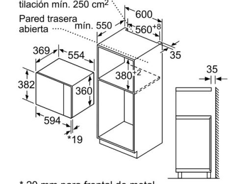 Kích thước của Lò vi sóng âm tủ Bosch BEL554MB0