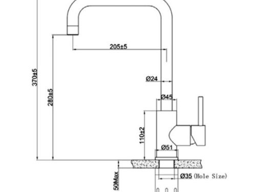 Kích thước của Vòi rửa chén bát Eurogold EUF015M
