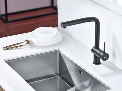 Vòi rửa bát Hafele HT21-GH1P254 577.55.390 màu đen 2 Ảnh thực tế Vòi rửa bát Hafele HT21-GH1P254 577.55.390 màu đen