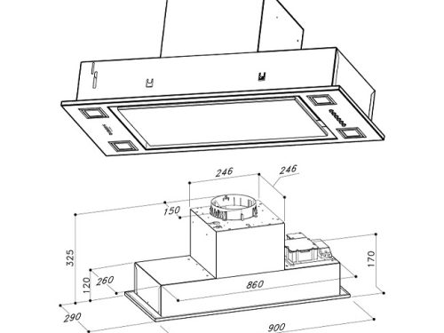 Máy hút mùi âm tủ Dudoff Vista S70 1 Kích thước Máy hút mùi âm tủ Dudoff Vista S70