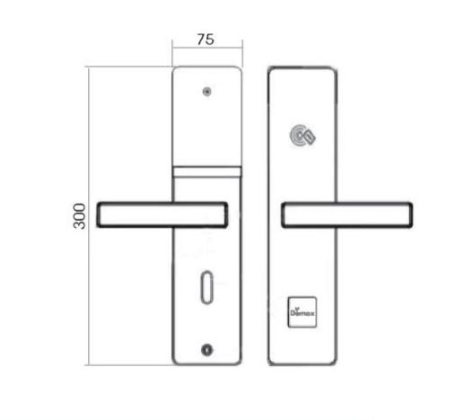 hsl605-sb-1 kích thước Khóa khách sạn tích hợp đầu đọc thẻ Demax HSL605 SB