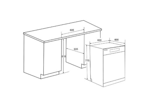 Kích thước máy rửa bát Spelier SP 775 DW-B