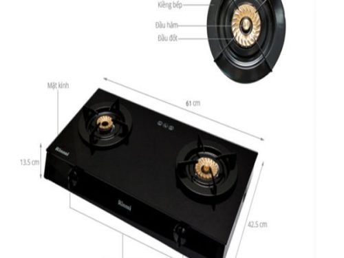 Bếp ga Rinnai RV-6DOUBLE GLASS 2 Kích thước Bếp ga Rinnai RV-6DOUBLE GLASS