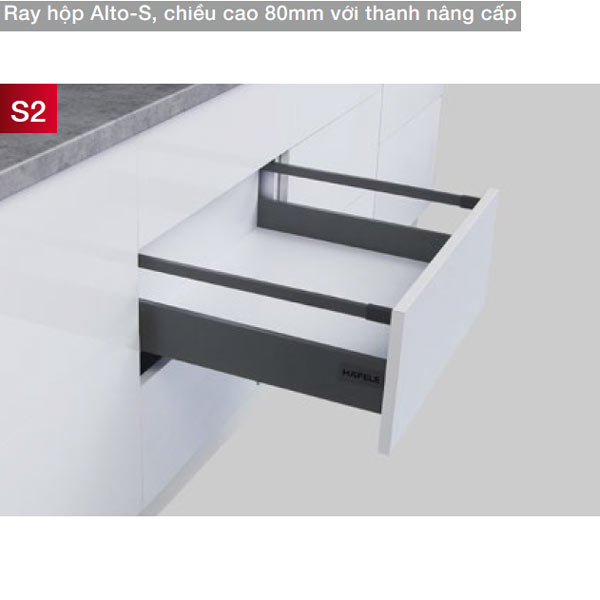 ray-hop-hafele-552-55-323 Ray hộp Alto-S chiều cao 80mm với thanh vuông Hafele 552.55.323
