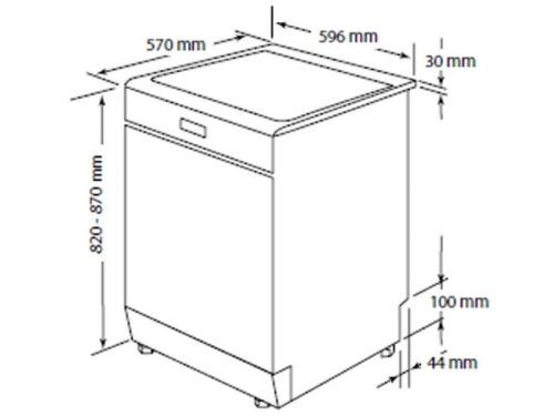 Kích thước máy rửa chén bát độc lập Hafele HDW F60C 533.23.200