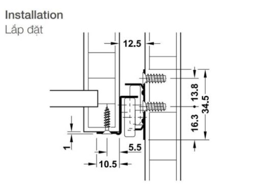 Ray bánh xe mở 3/4 dài 400mm Hafele 431.16.703