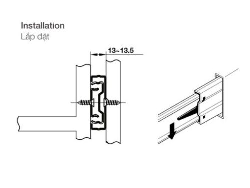Ray bi không giảm chấn dài 400mm Hafele 494.02.453