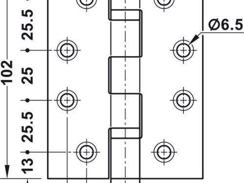 Bản lề lá 2 vòng bi 120Kg Hafele 926.98.049 1 Kích thước của Bản lề lá 2 vòng bi 120Kg Hafele 926.98.049