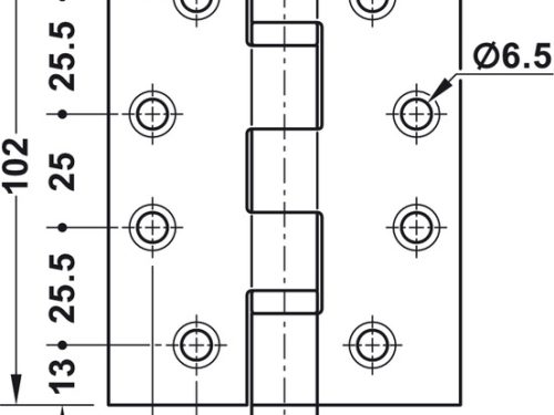 Kích thước của Bản lề lá 2 vòng bi 120Kg Hafele 926.98.068