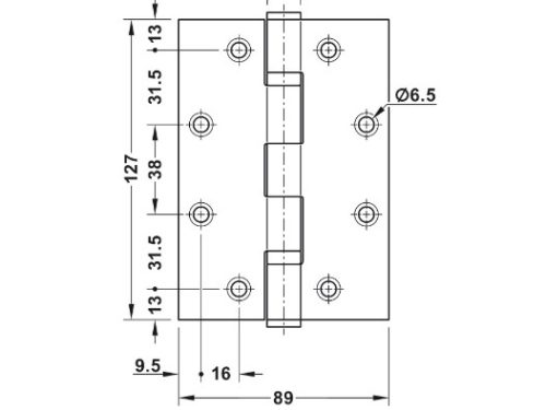 Bản lề lá chống cháy 2 vòng bi 120Kg Hafele 926.98.130 1 Kích thước của Bản lề lá chống cháy 2 vòng bi 120Kg Hafele 926.98.130