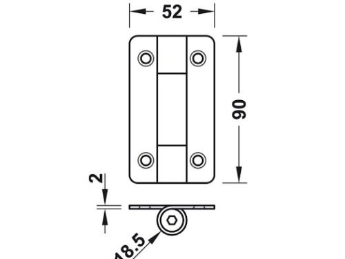 Kích thước của Bản lề WC điều chỉnh tự đóng Hafele 988.98.090