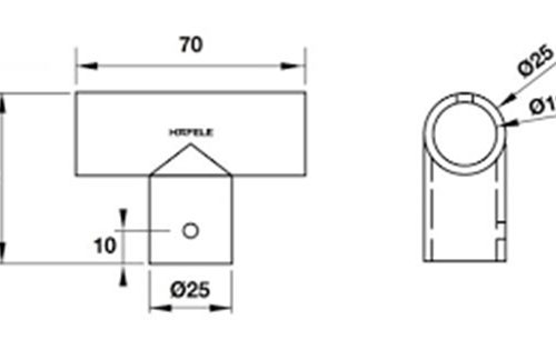 Kích thước của Bas nối chữ T phòng tắm ính Hafele 981.52.797