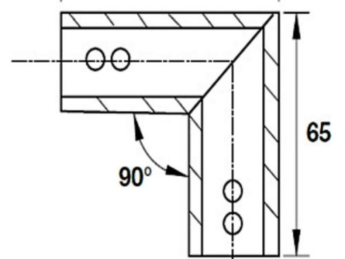 Kích thước của Bas nối thanh treo 90 độ Hafele 981.52.796