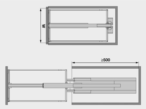 Kích thước của Bộ kệ tủ 4 tầng Dispensa 90 Arena 400mm Hafele 546.54.513