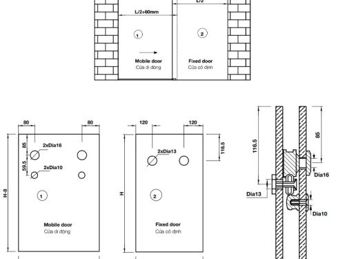 Bộ phụ kiện với ray trượt 2000mm Hafele 981.06.320