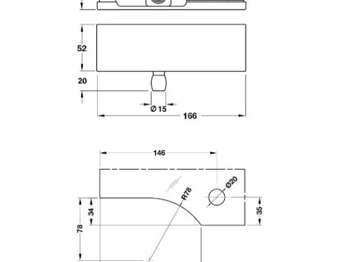Kích thước của Kẹp kính trên khung Hafele 981.00.650