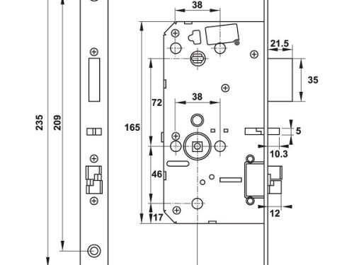 Kích thước của Khóa điện tử Hafele PP9000 912.05.692