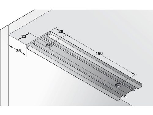 Kích thước của Phụ kiện cáp đỡ mặt trước với bas điều chỉnh Hafele 365.46.051
