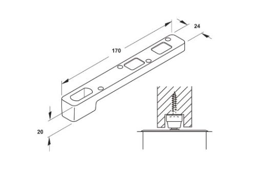 Phụ kiện cho bản lề sàn Hafele 932.79.090 1 Kích thước của Phụ kiện cho bản lề sàn Hafele 932.79.090