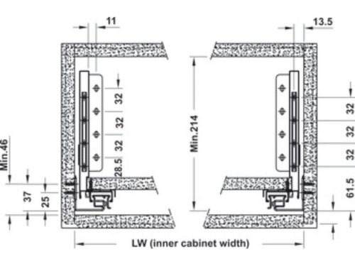 Ray hộp Alto-S chiều cao 170mm Hafele 552.36.355 1 Ray hộp Alto-S chiều cao 170mm Hafele 552.36.355