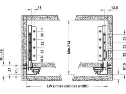 Ray hộp Alto-S chiều cao 170mm Hafele 552.36.755