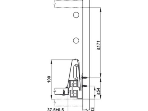 Ray hộp Hafele 552.79.785 Alto B199 500mm trắng, nắp kim loại