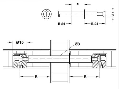 Kích thước của Thân ốc liên kết Hafele 262.27.805