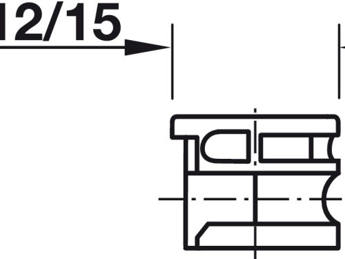 Kích thước của Vỏ nối Minifix 15 ván dày từ 16 Hafele 262.26.533