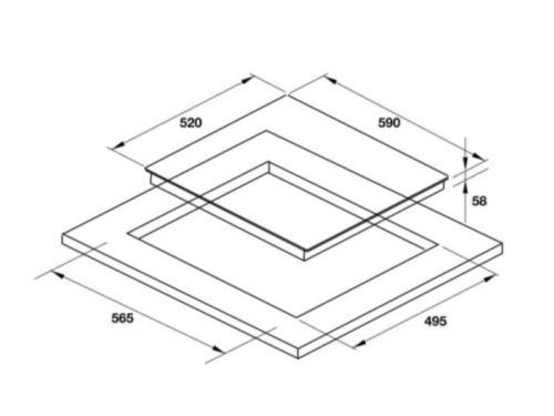 Kích thước bếp từ 3 vùng nấu Hafele HC-I603B 536.61.791