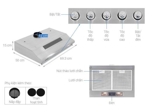 Cấu tạo máy hút mùi âm tủ Pramie CL9S-700