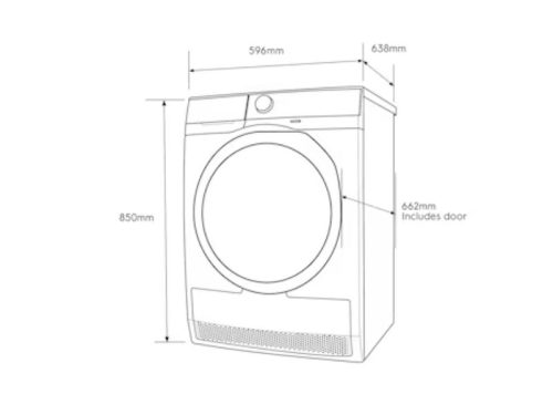 Kích thước máy sấy Electrolux 8kg EDH803Q7WB